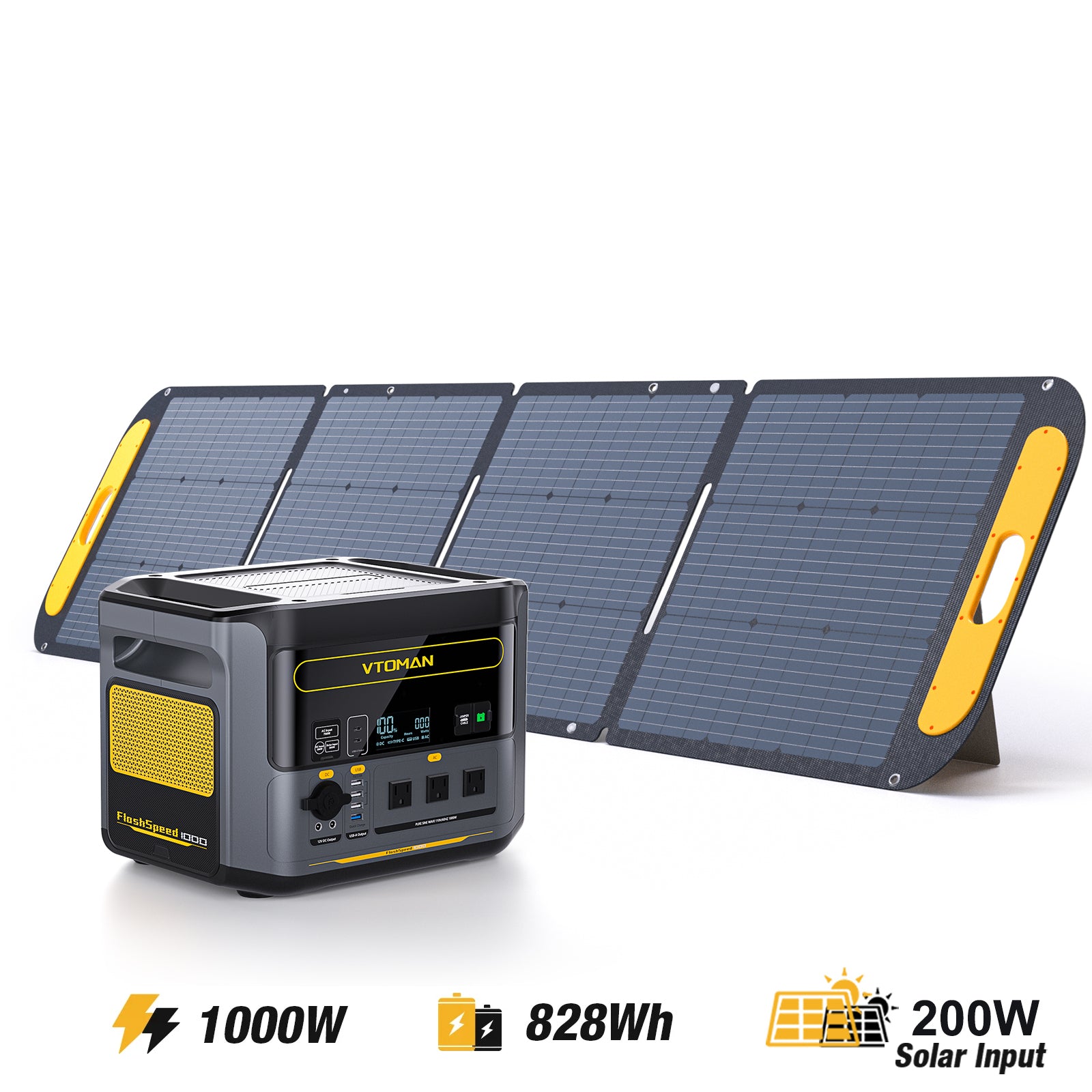VTOMAN FlashSpeed 1000 with 200W Solar Panel