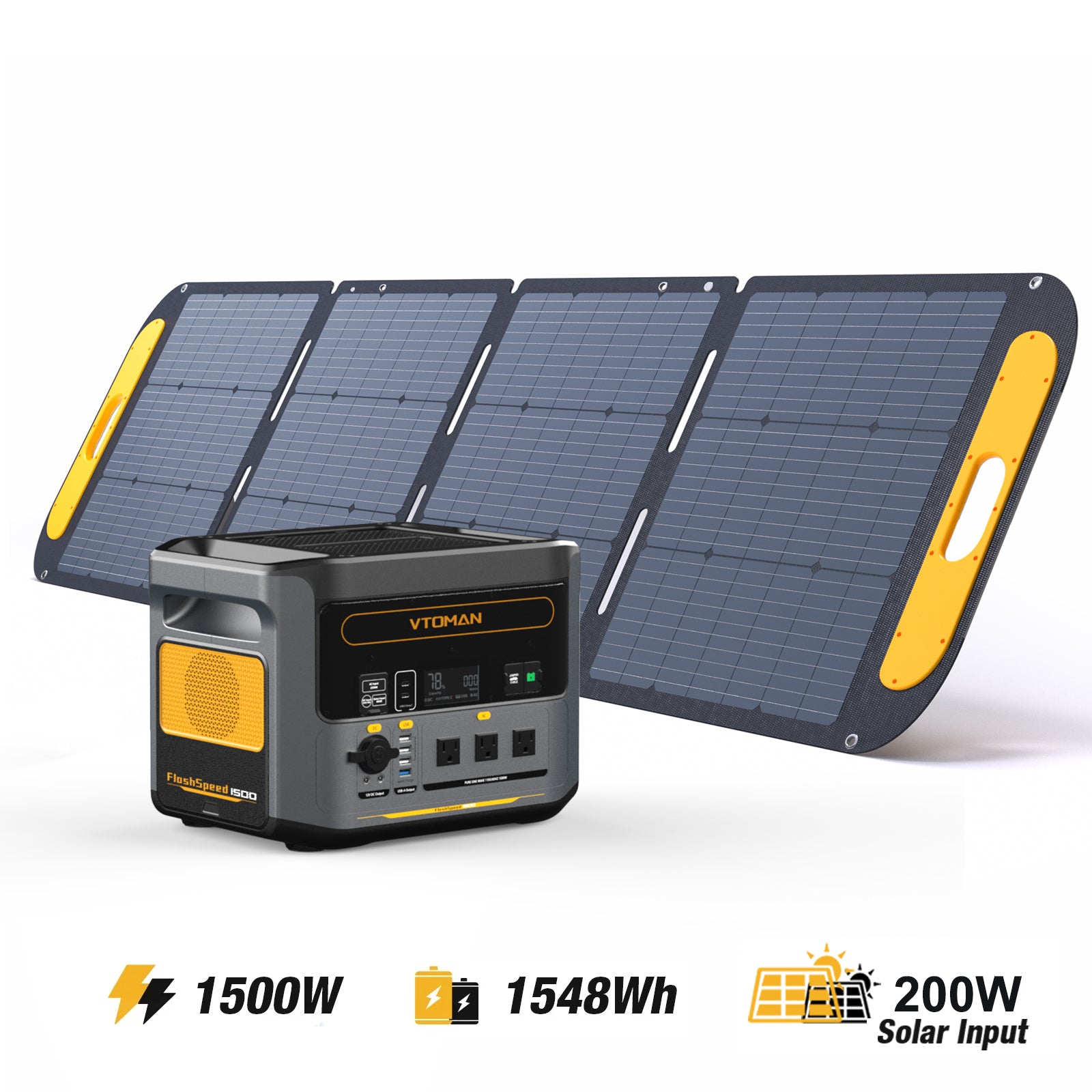 VTOMAN FlashSpeed 1500 with 200W Pro Solar Panel