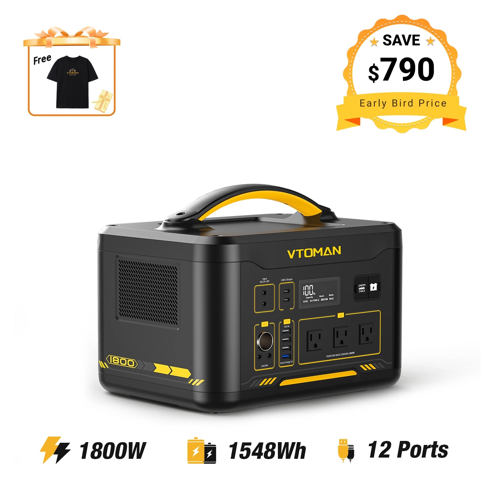 Amazon.co.jp: VTOMAN 1800W ポータブル電源1548Wh 大容量リン酸
