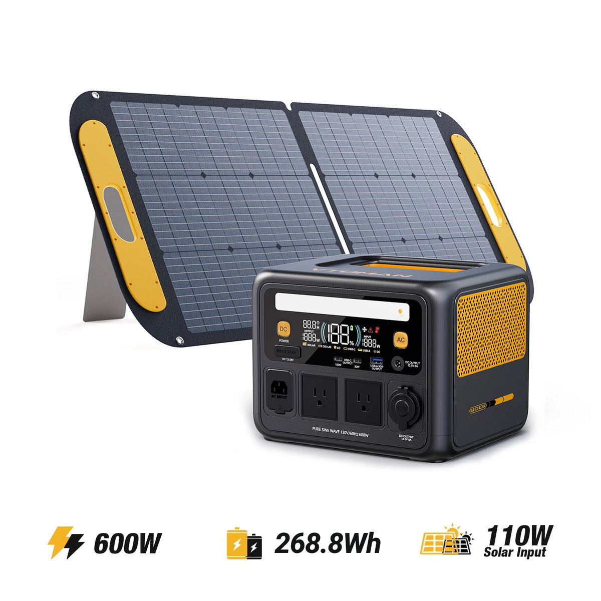 VTOMAN Jump 600X V-BEYOND™ with 110W Solar Panel