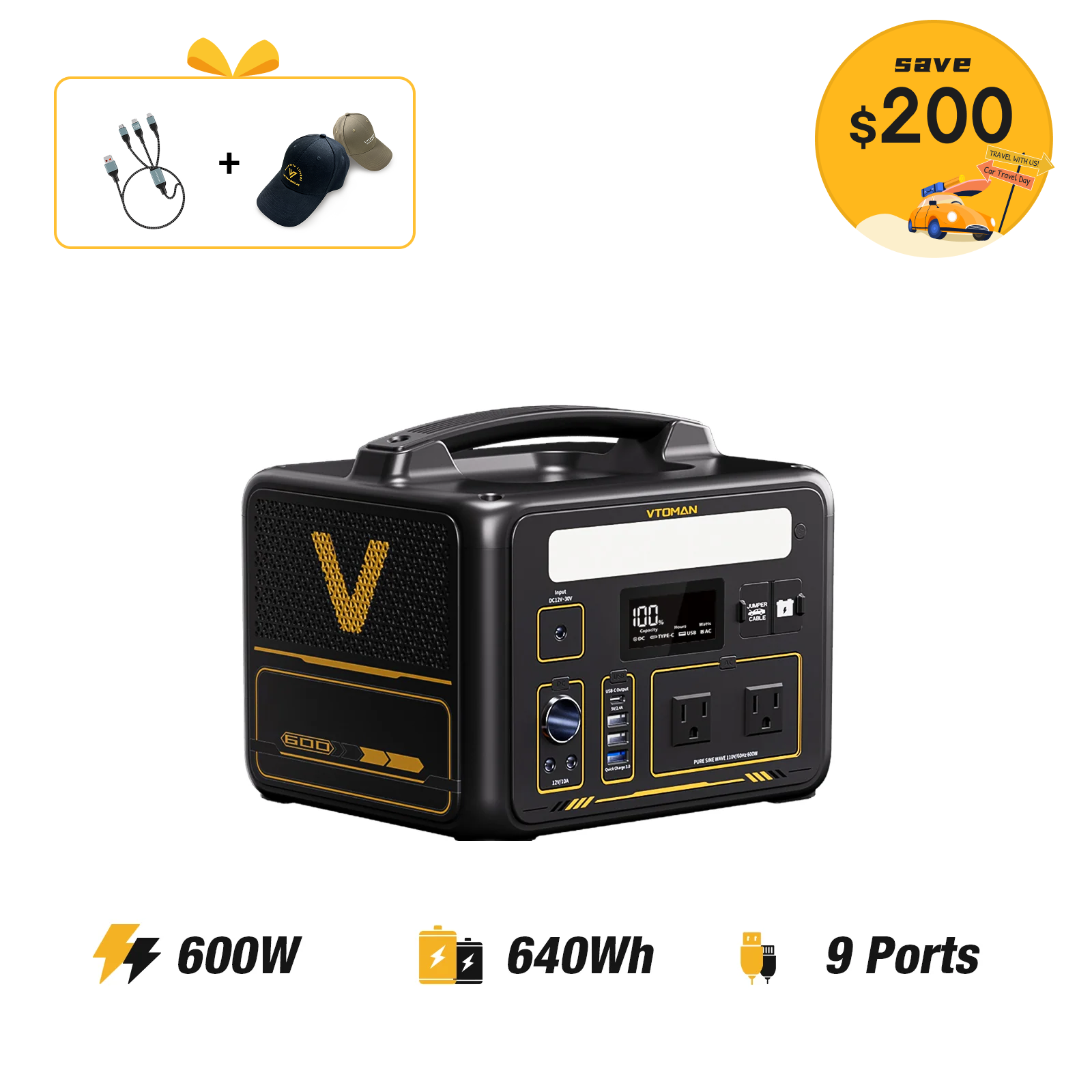 Amazon.co.jp: VTOMAN JUMP600 640Wh ポータブル電源 大容量