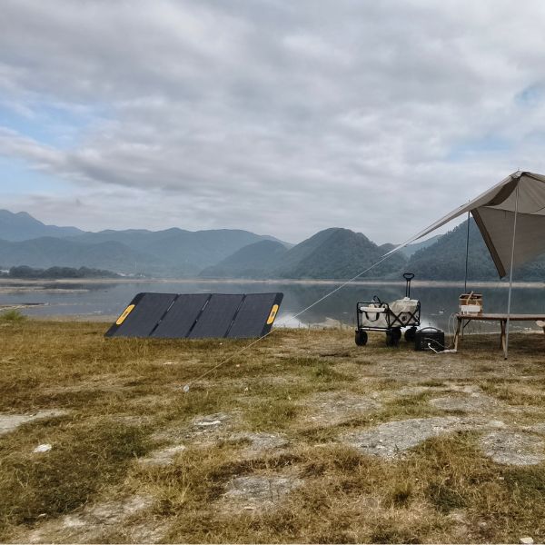 Solar panels used in outdoor camping
