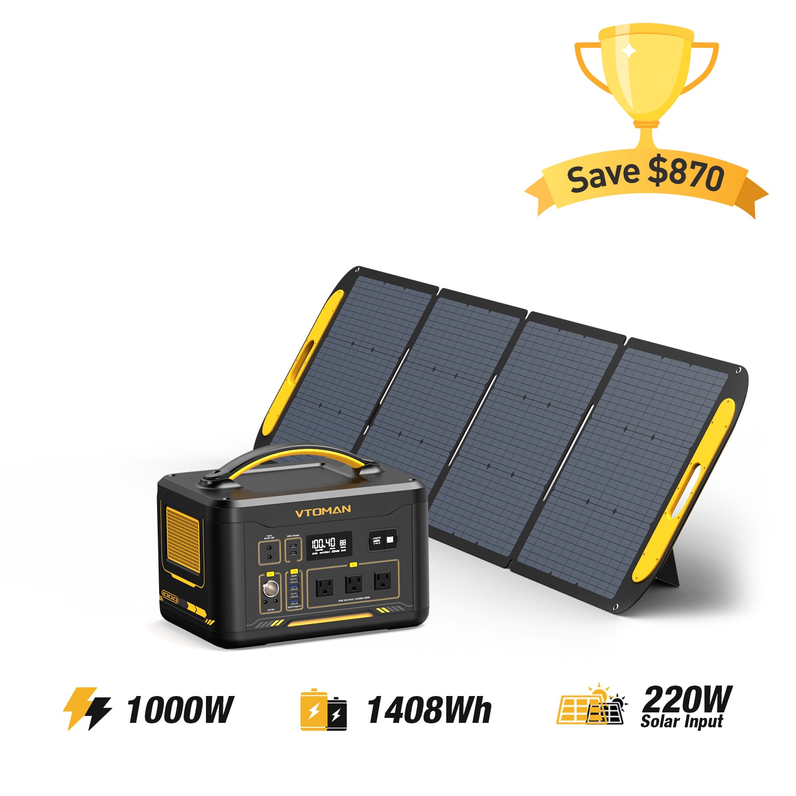 Jump 1000W/1408Wh 220W Solar Generator