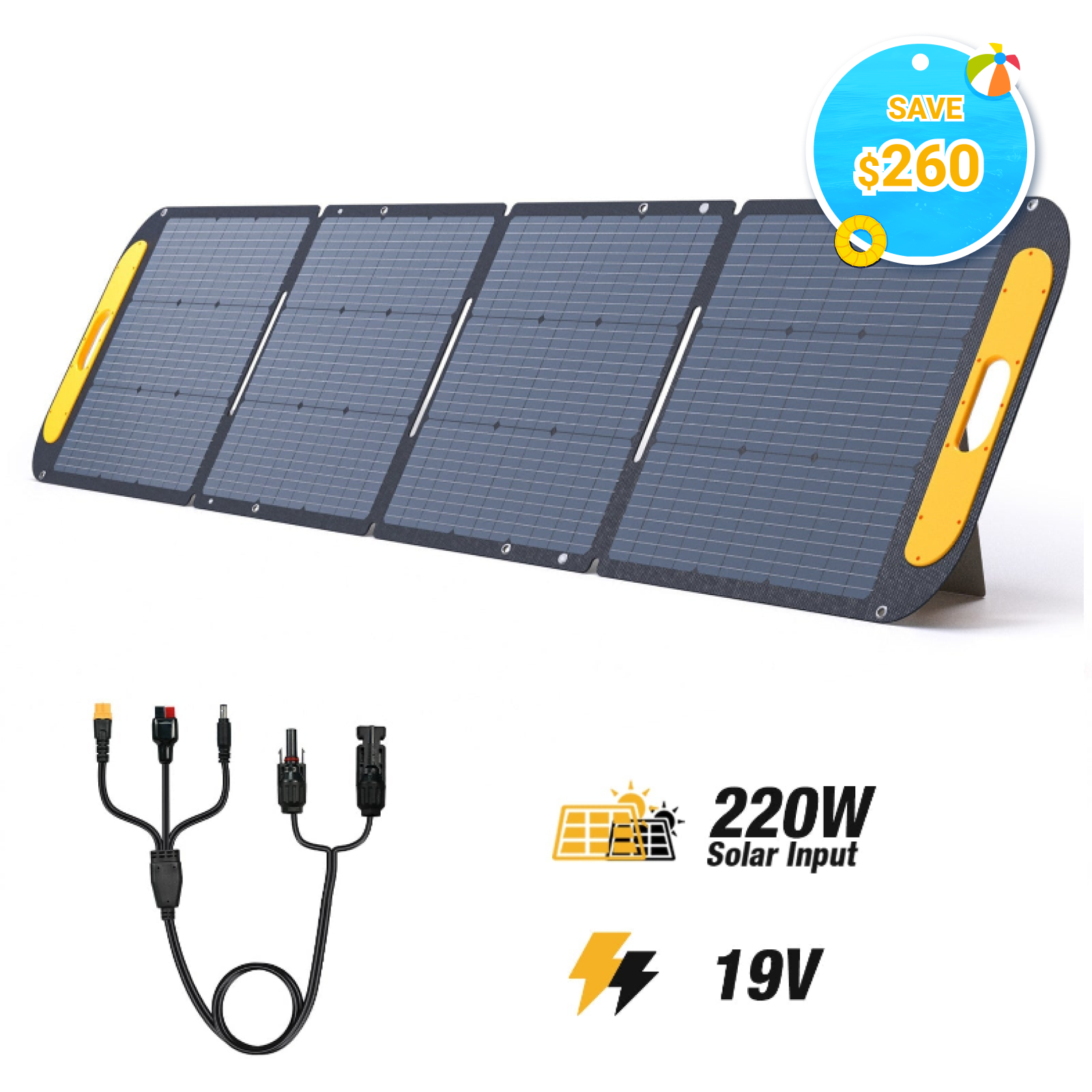 VTOMAN 220W Portable Solar Panel