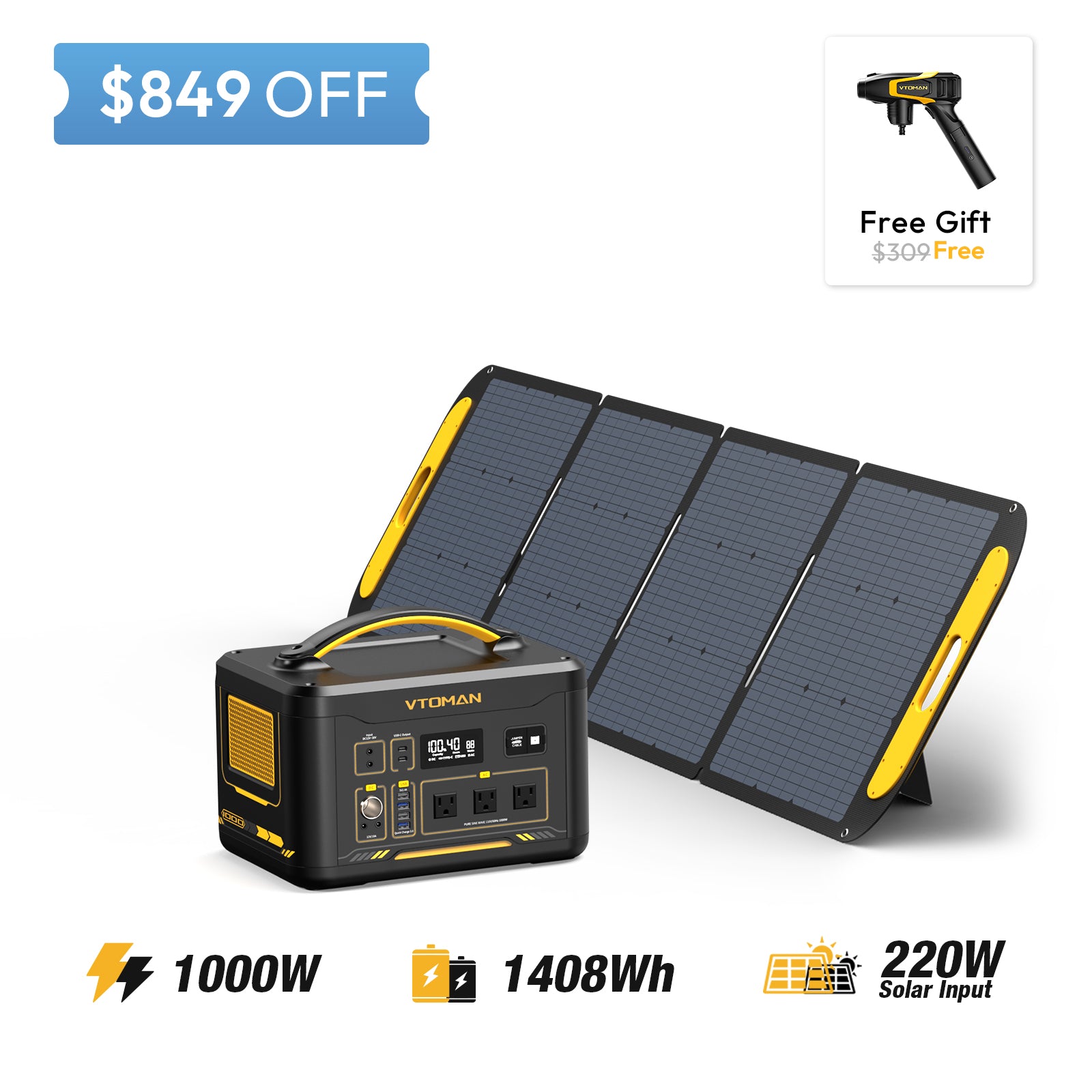 VTOMAN 220W Portable Solar Panel