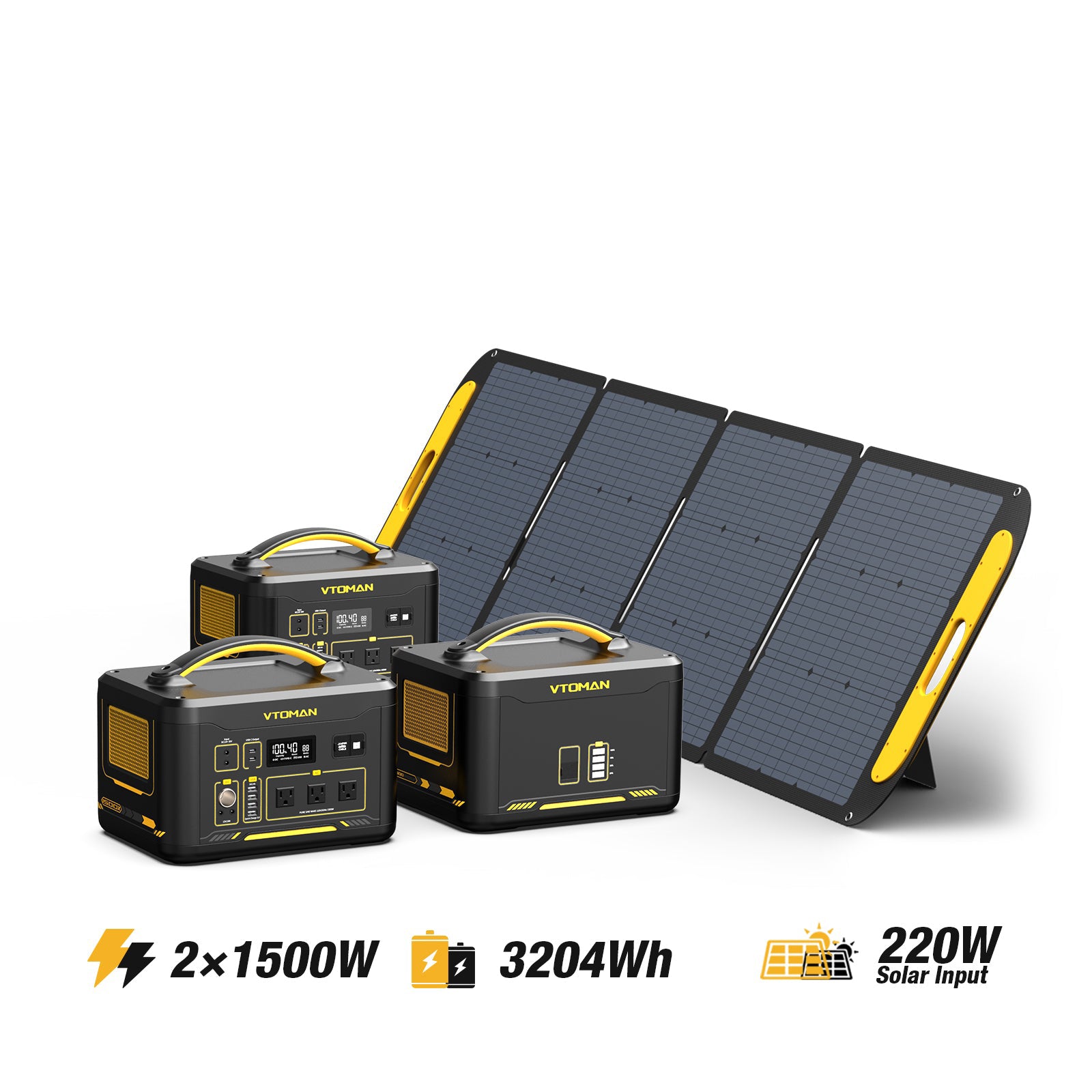 Bundle 2*jump 1500-2*1548wh extra battery-220W solar panel