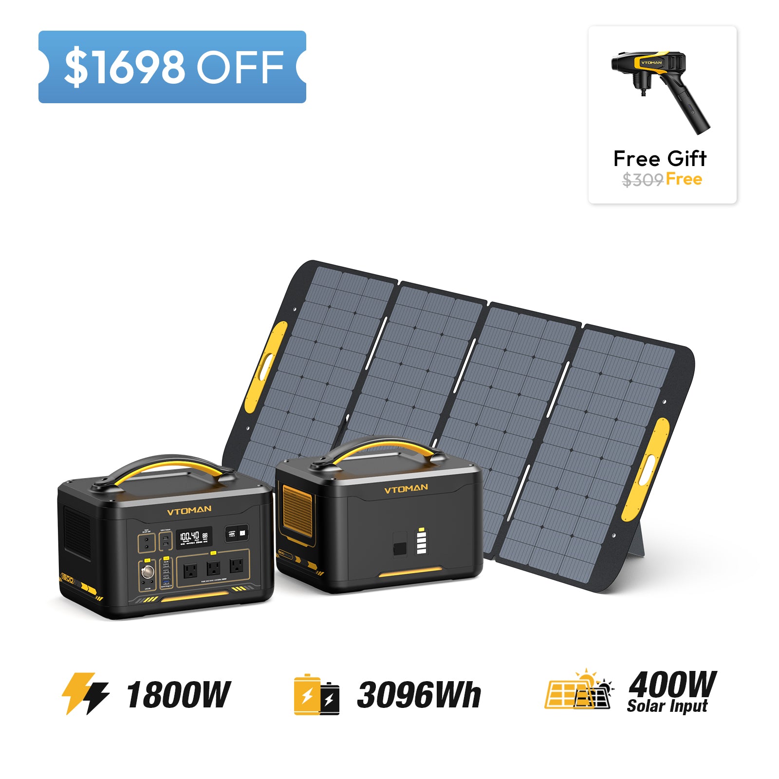 Jump 1800 and 1548Wh extra battery and 400w soalr panel save $1698 in summer sale
