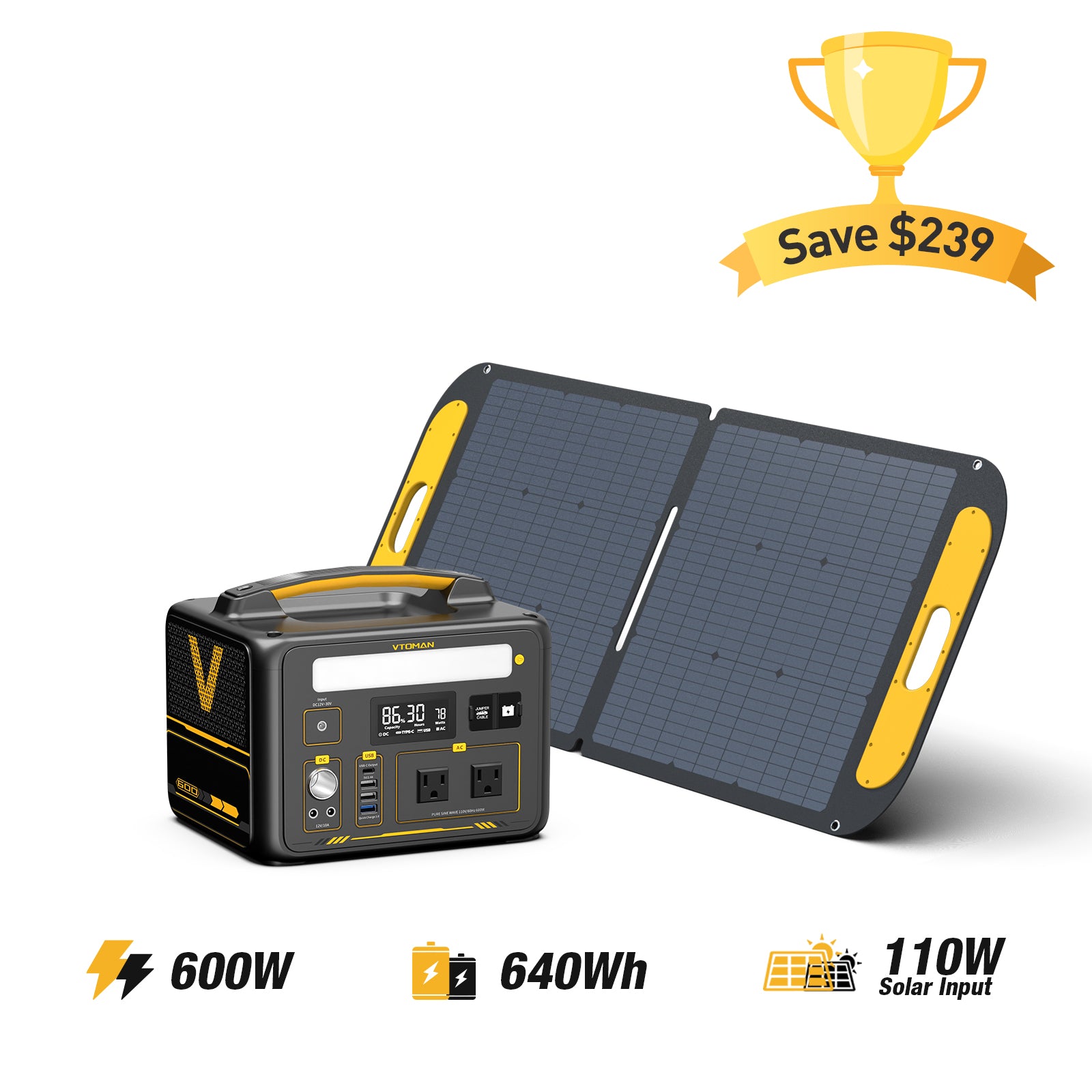 Jump 600W/640Wh 110W Solar Generator