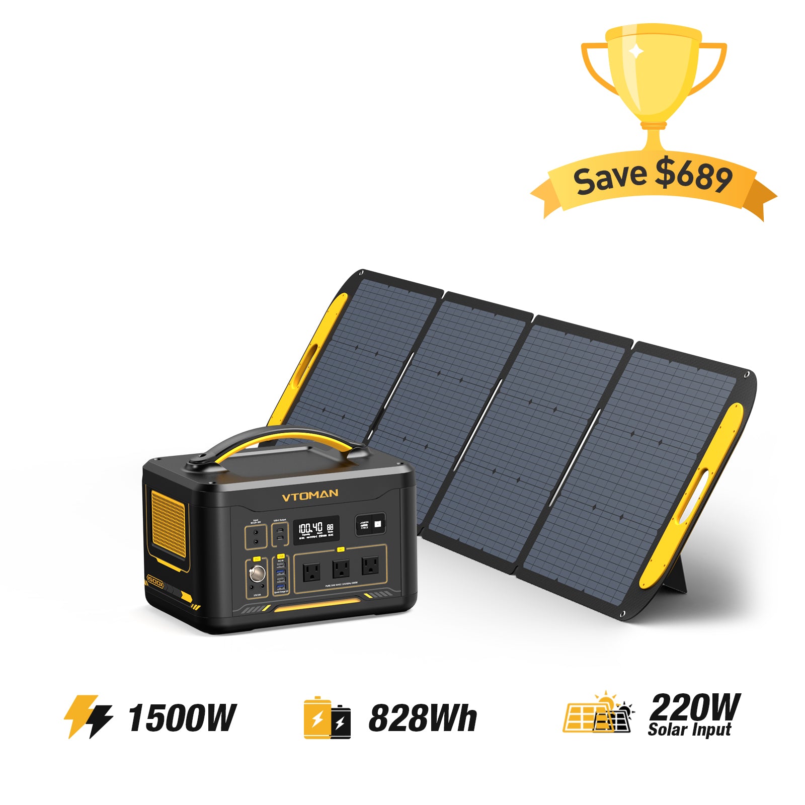 Jump 1500W/828Wh 220W Solar Generator