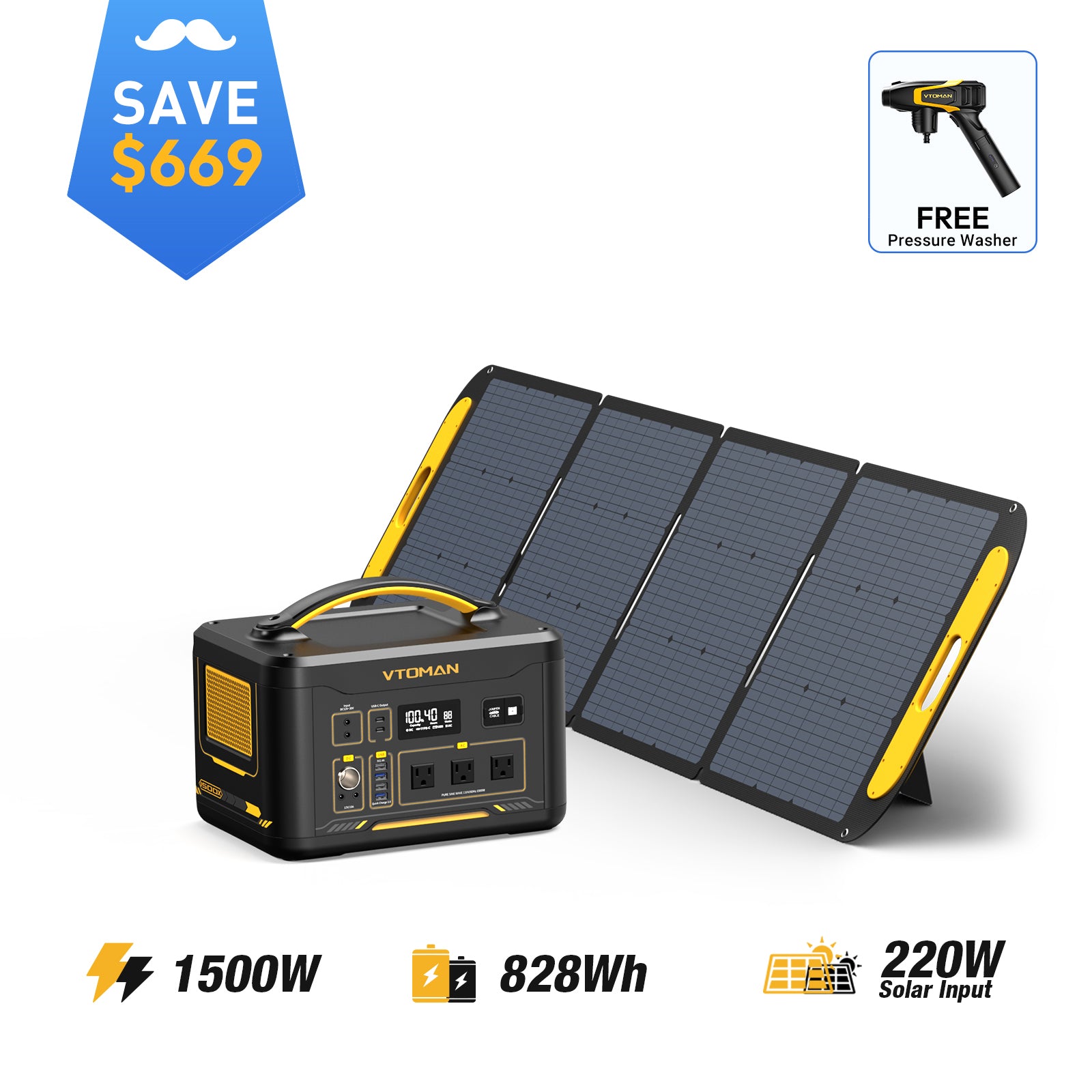 Jump 1500W/828Wh 220W Solar Generator