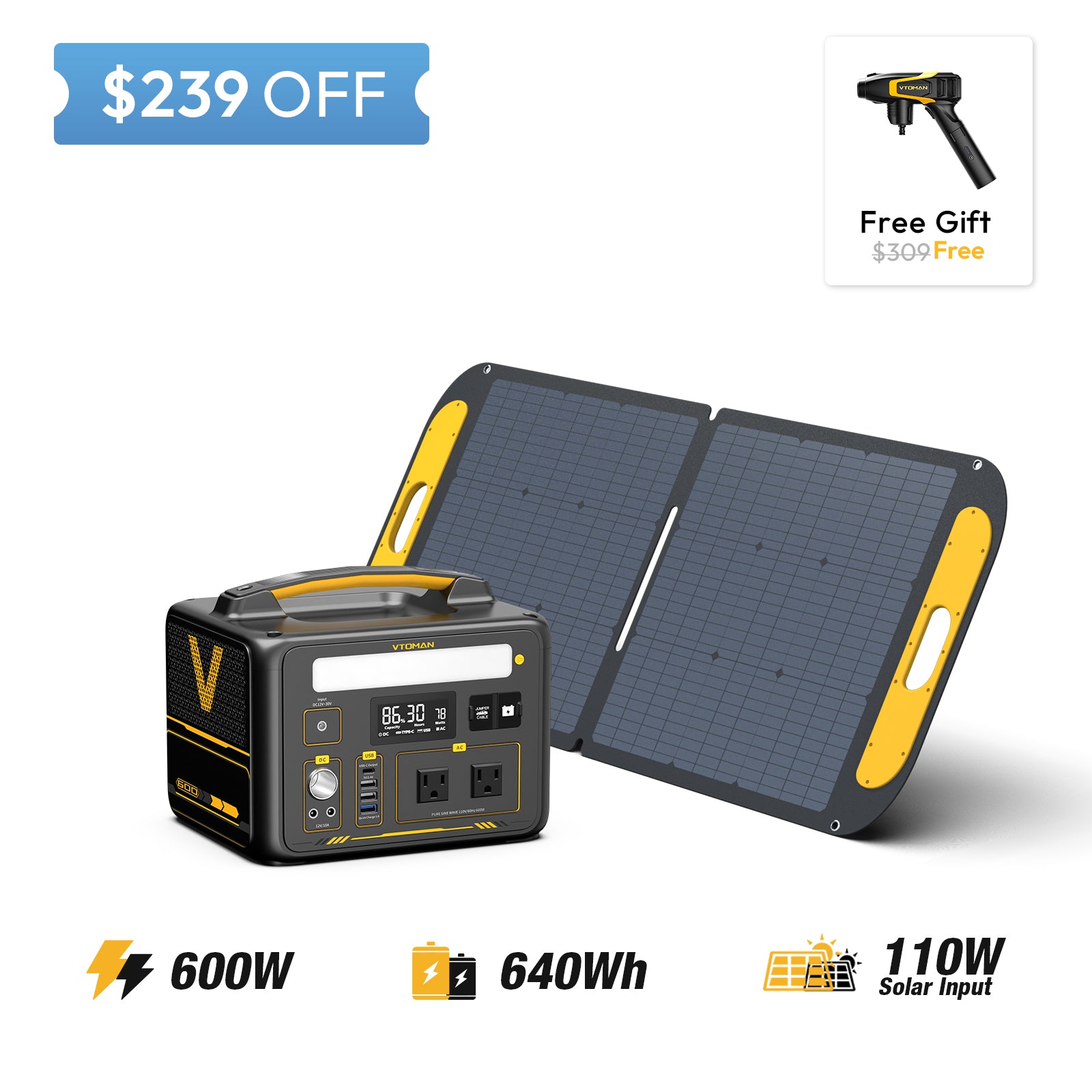 Jump 600-110W solar panel save $239 in summer sale