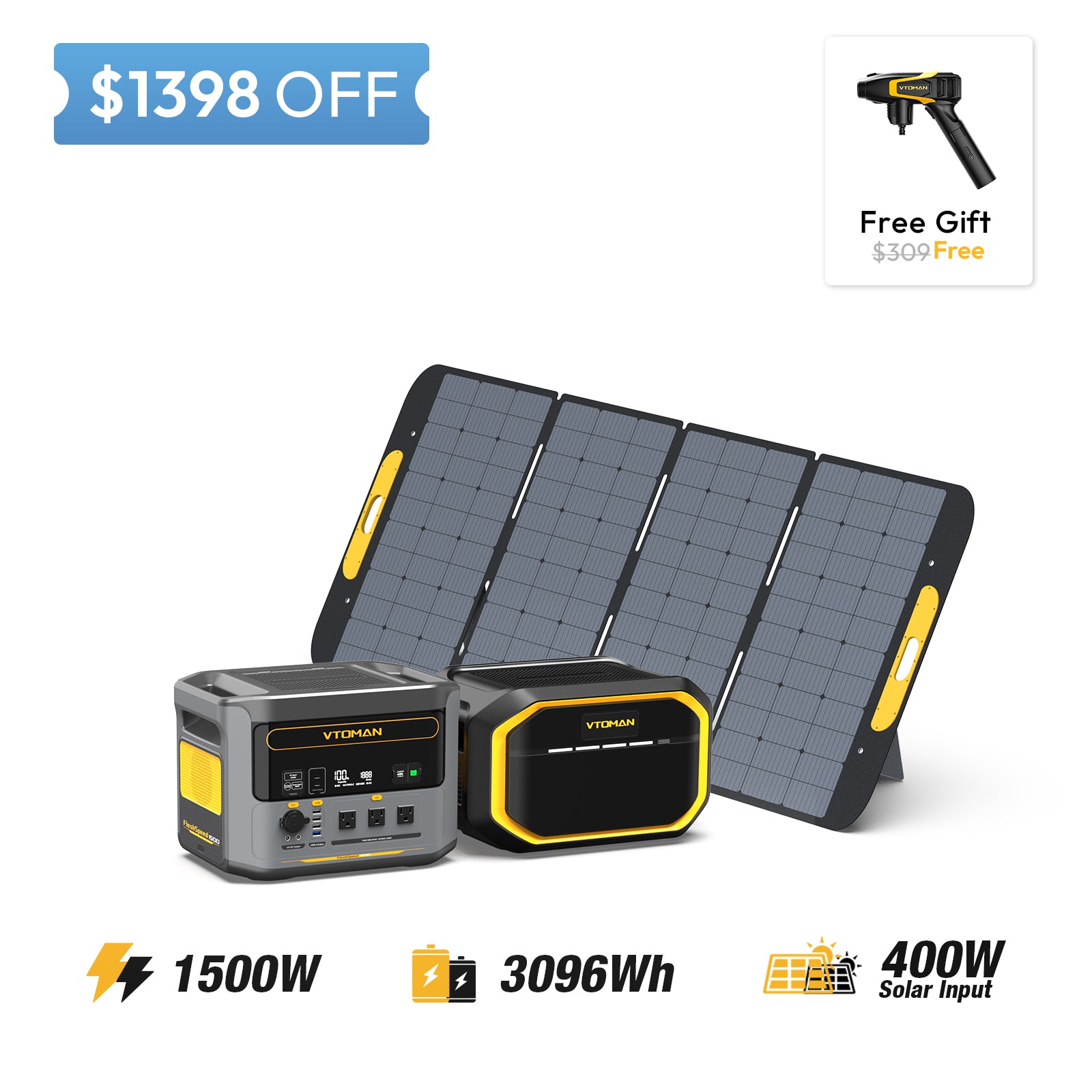 FlashSpeed 1500 and 1548Wh extra battery and 400W solar panel save $1398 in summer sale