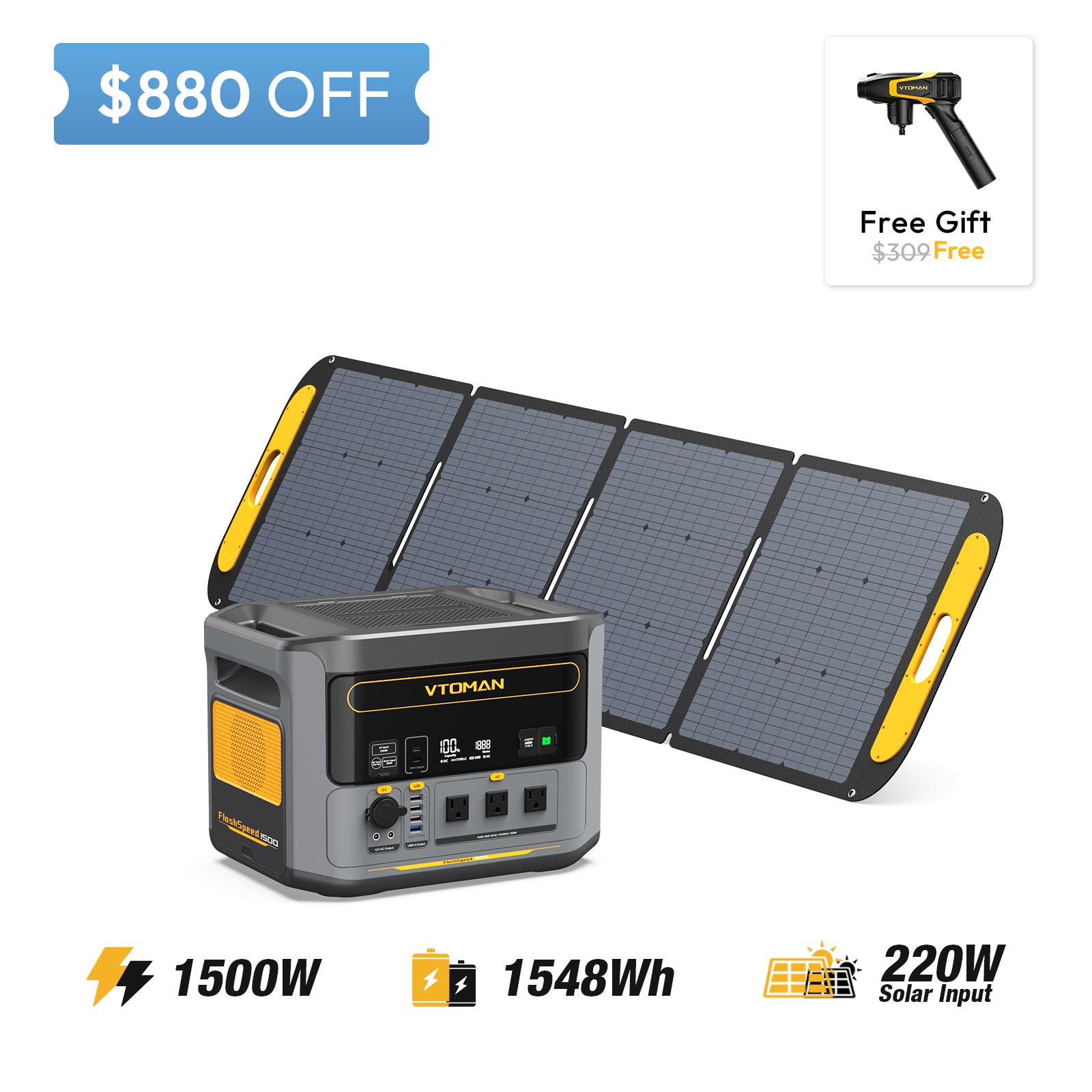 FlashSpeed 1500W/1548Wh 220W Solar Panel