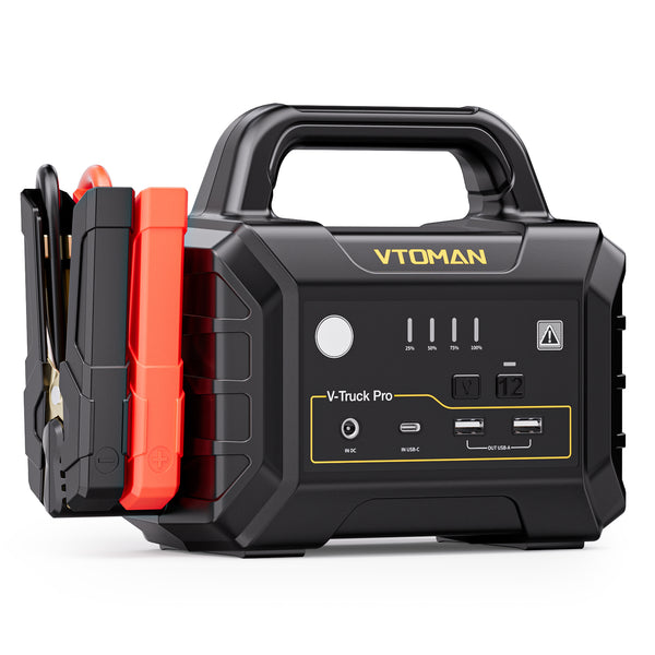 VTOMAN V-Truck Pro 8000A Car Battery Jump Starter with 65W Quick Charge, 41600mAh Portable Jump Starter Power Pack for All Gas All Diesel, 12V Jump Box with LED Light, Long Jumper Cables