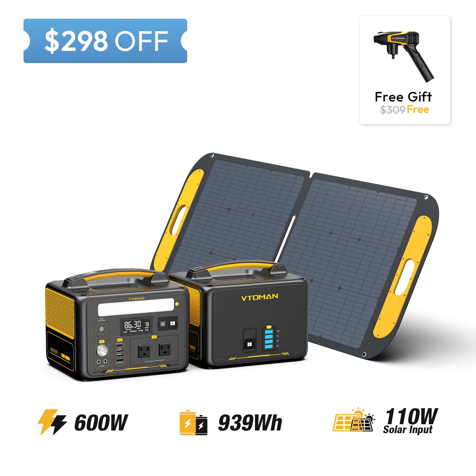 Jump 600x and 640wh extra battery and 110w solar panel save $298 in summer sale