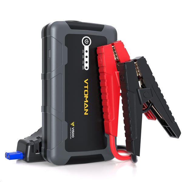 VTOMAN V1500 Jump Starter - Car Battery Jumper Starter for 12V Vehicles (1500A, Up to 6.0L Gas & 4.0L Diesel Engines), Jump Box, Lithium Booster Pack, Portable Charger with Jumper Cables, LED Light