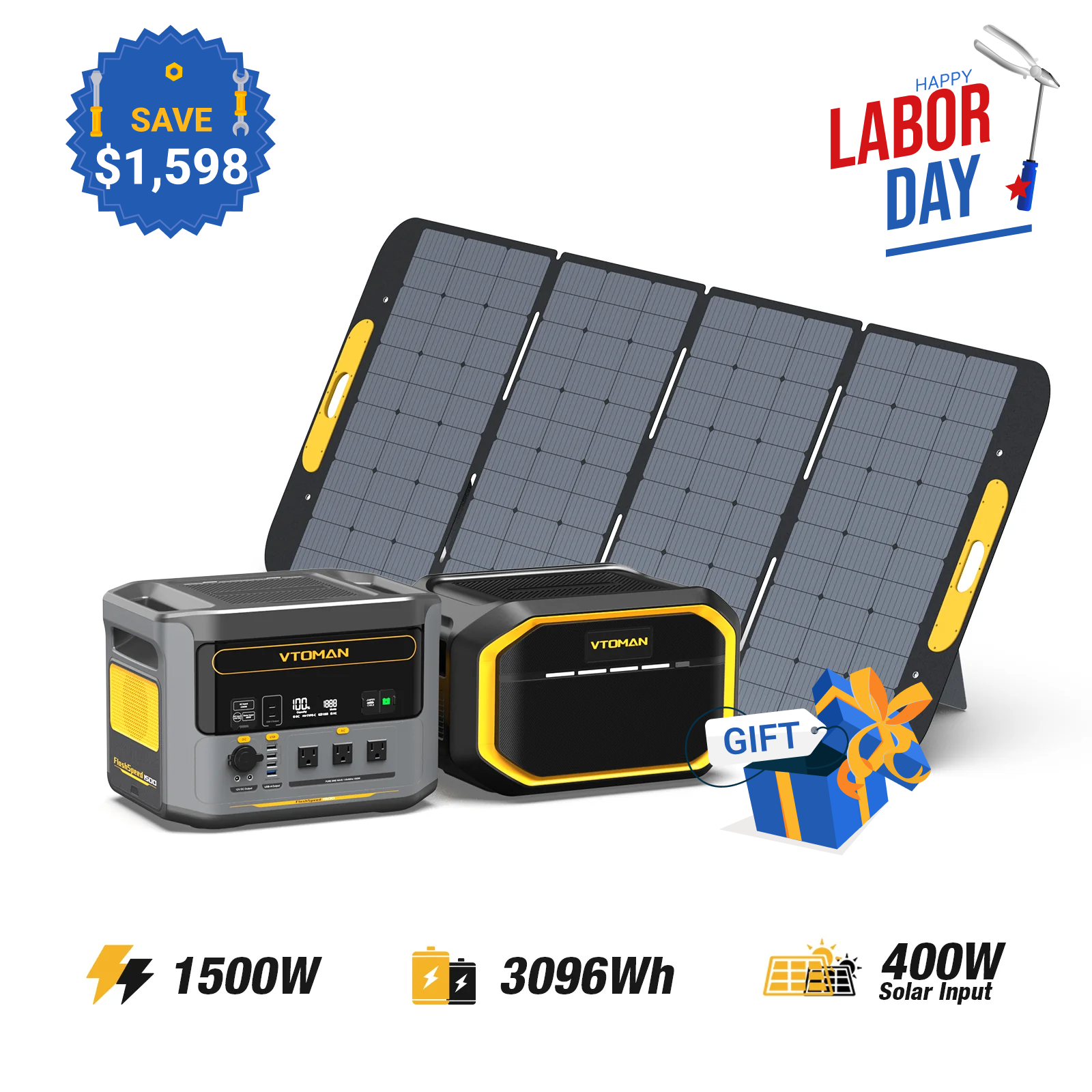 Bundle FlashSpeed 1500+1548Wh Extra Battery+400W Solar Panel