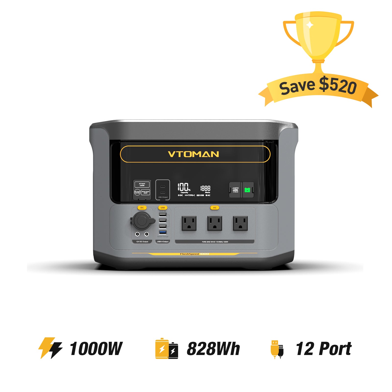 VTOMAN FlashSpeed 1000 Power Station 828Wh | 1000W