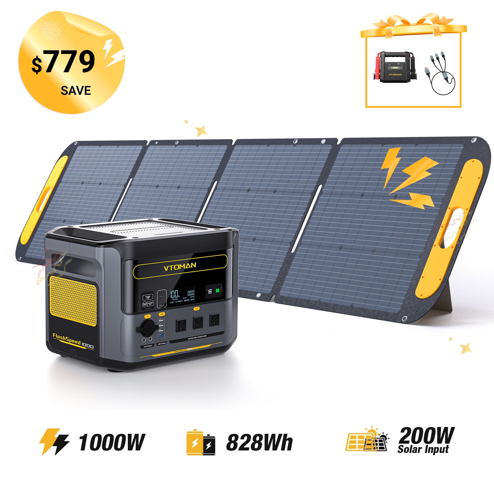 Estación de energía VTOMAN FlashSpeed ​​1000 de 828 Wh y 1000 W