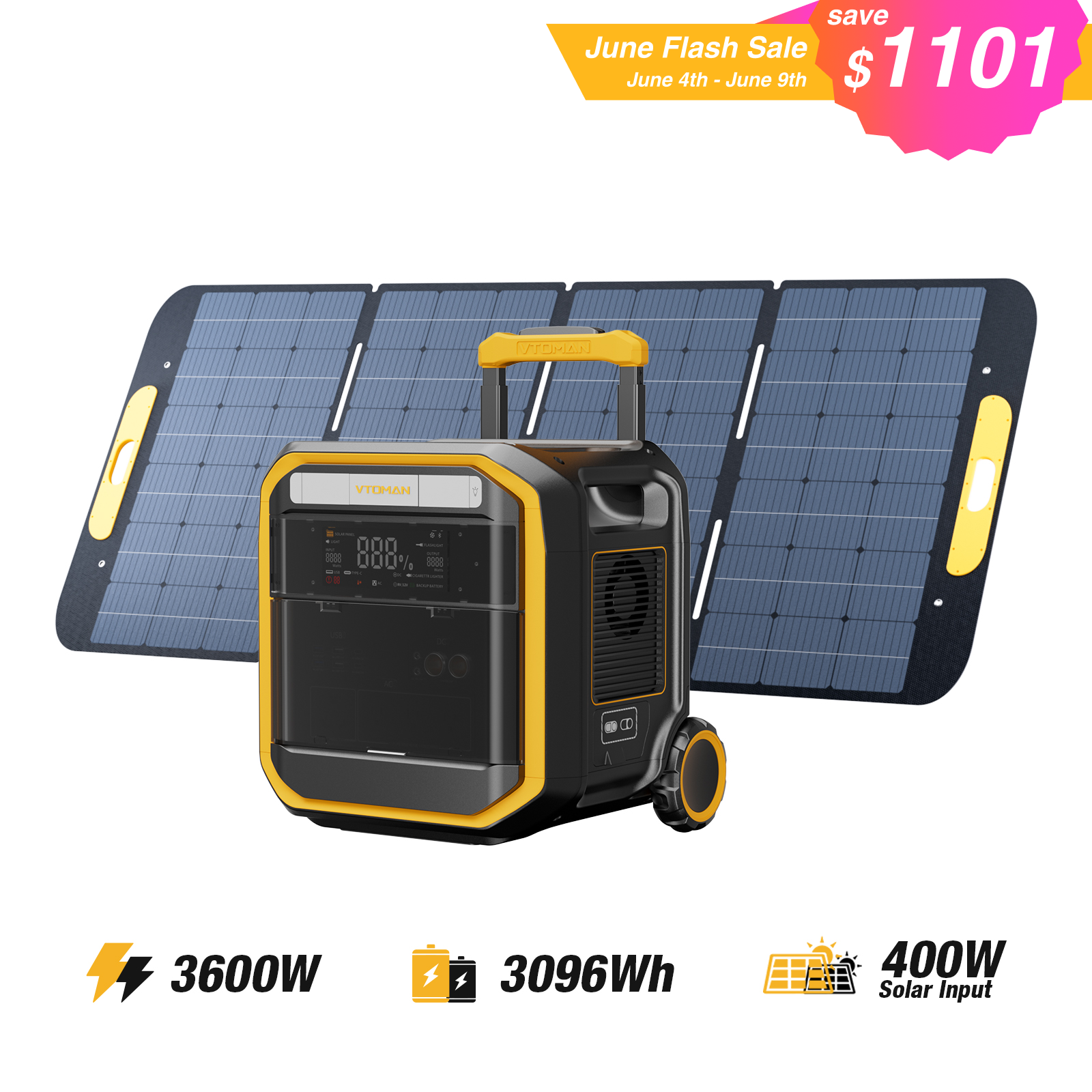 VTOMAN FlashSpeed Pro 3600 Power Station