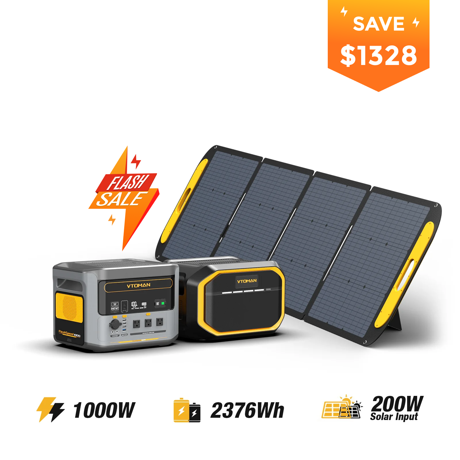 FlashSpeed 1000W/2376Wh 200W Solar Panel