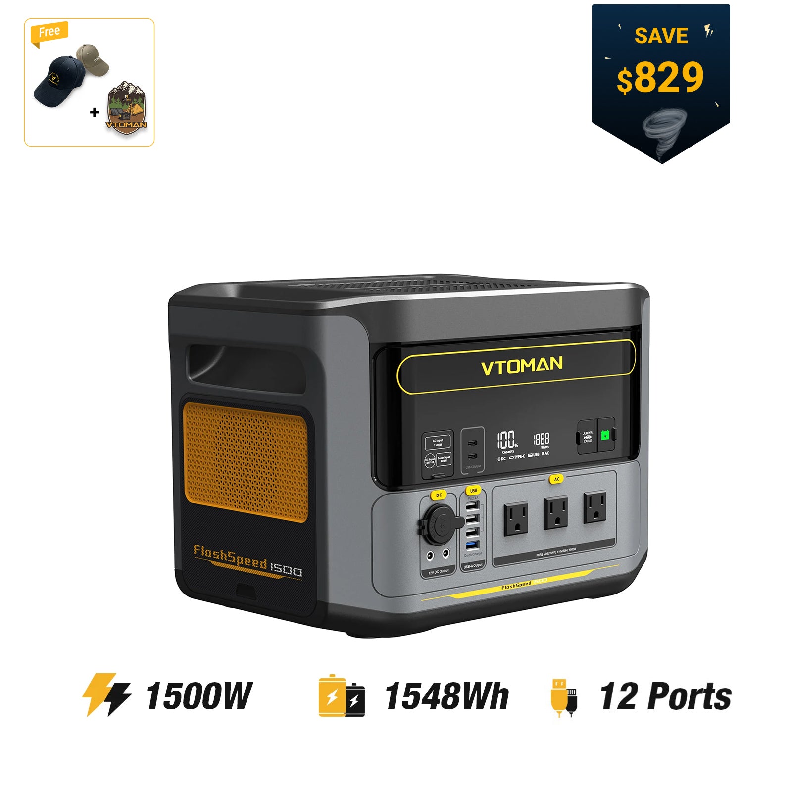 VTOMAN FlashSpeed 1500 Portable Power Station