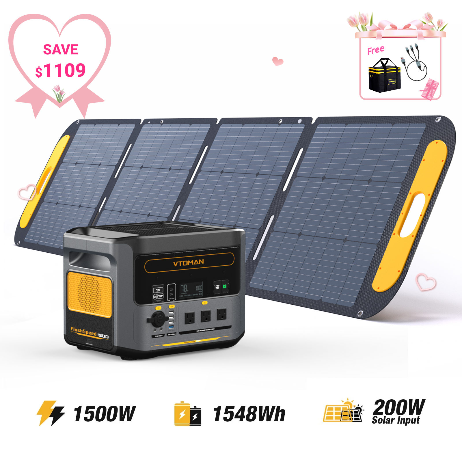 FlashSpeed 1500 with 200WPro Solar Panel
