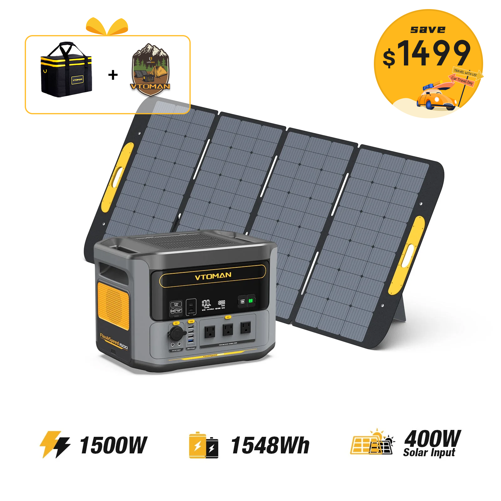 FlashSpeed 1500 with 400W Solar Panel
