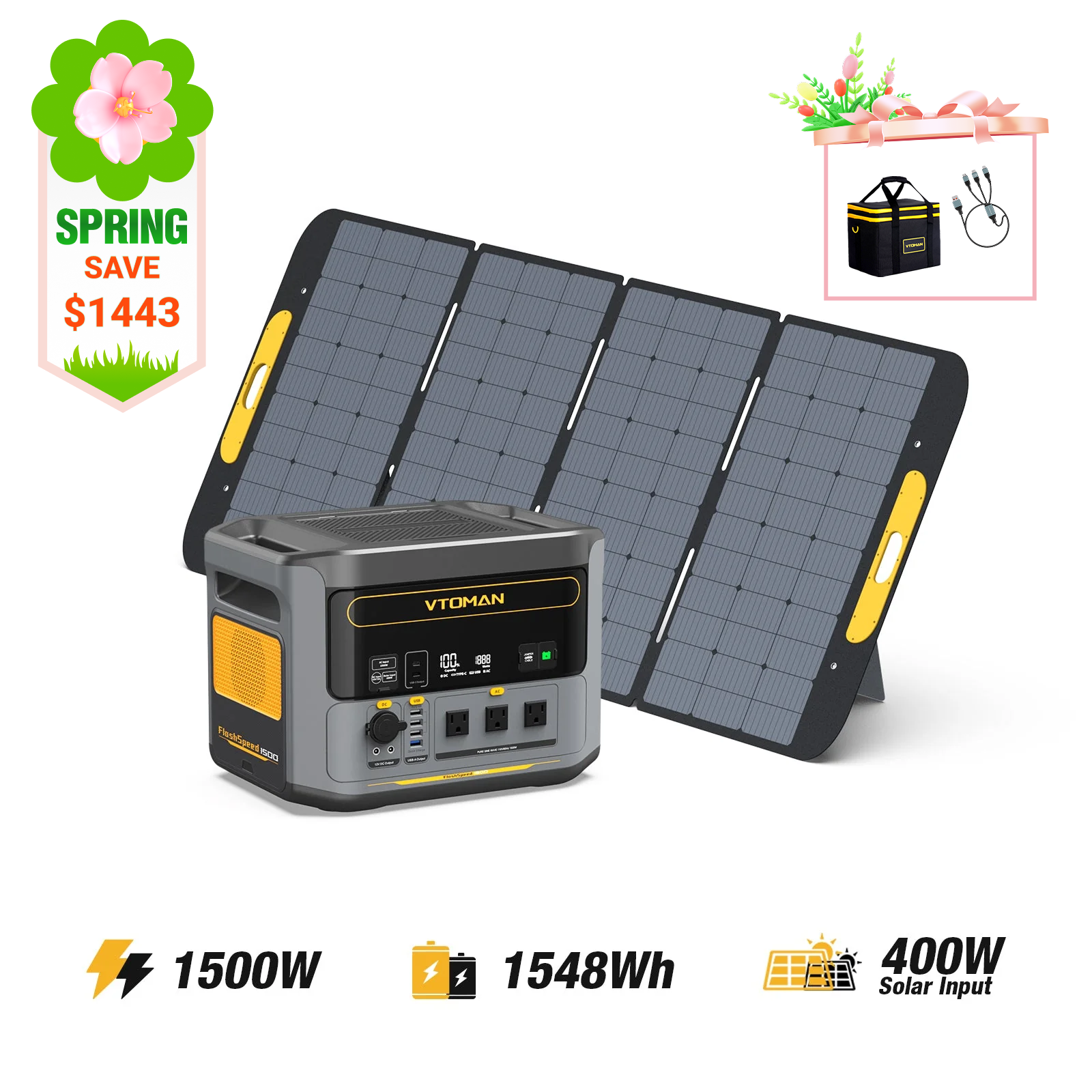 VTOMAN 400W Foldable Portable Solar Panel