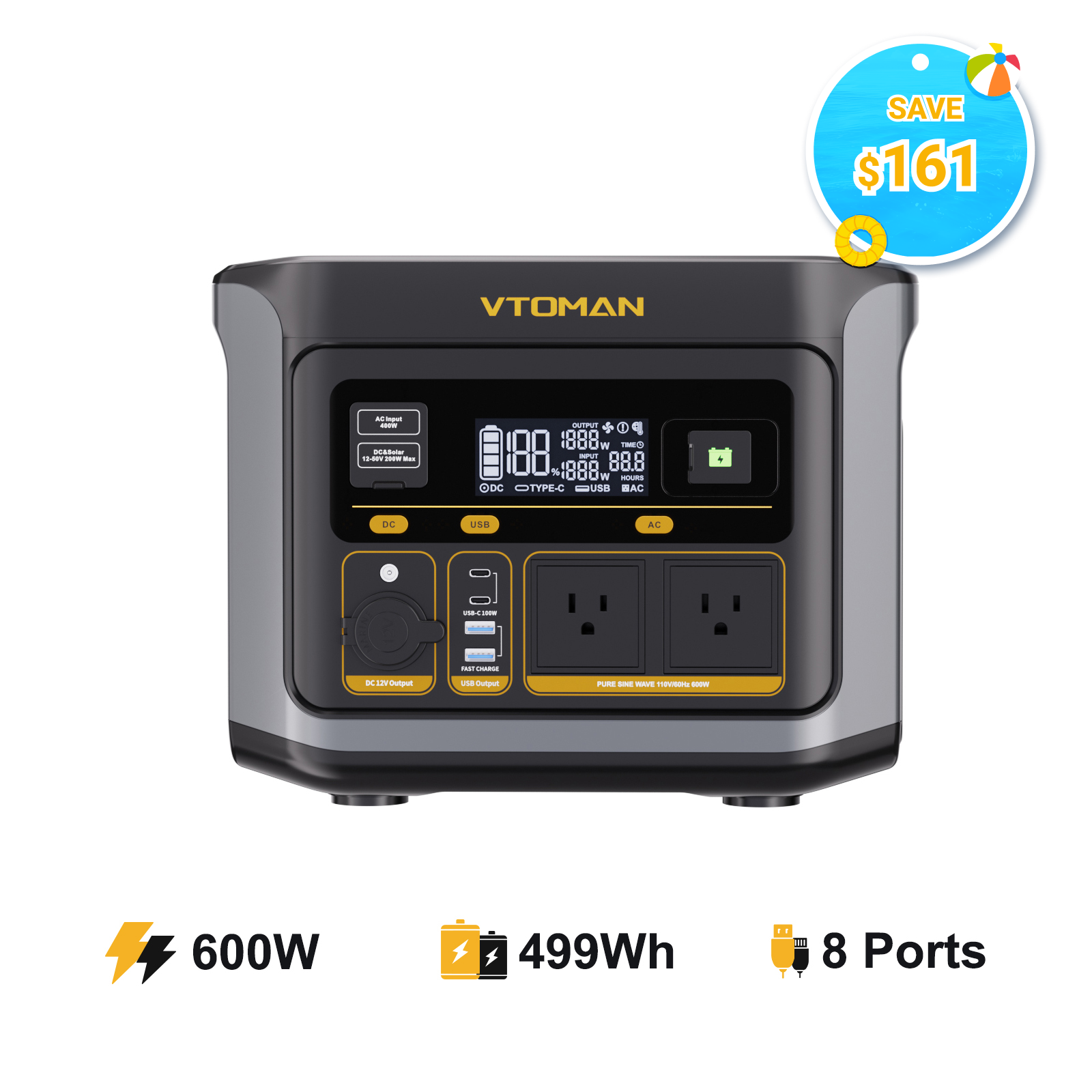 VTOMAN FlashSpeed 600 Portable Power Station