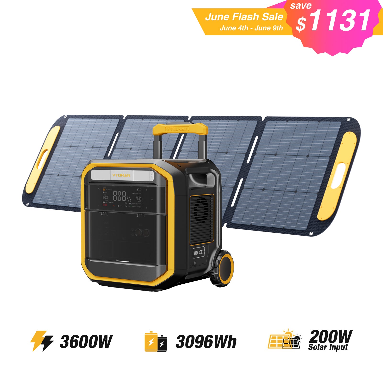 VTOMAN FlashSpeed Pro 3600 Power Station