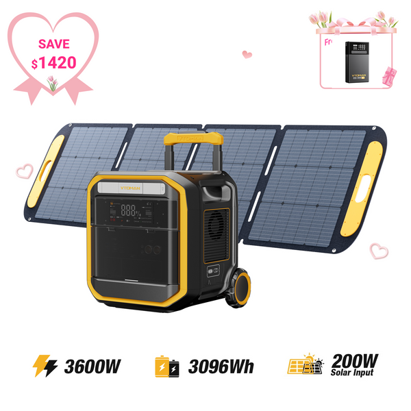 VTOMAN FlashSpeed Pro 3600 Power Station+200WPro Solar Panel
