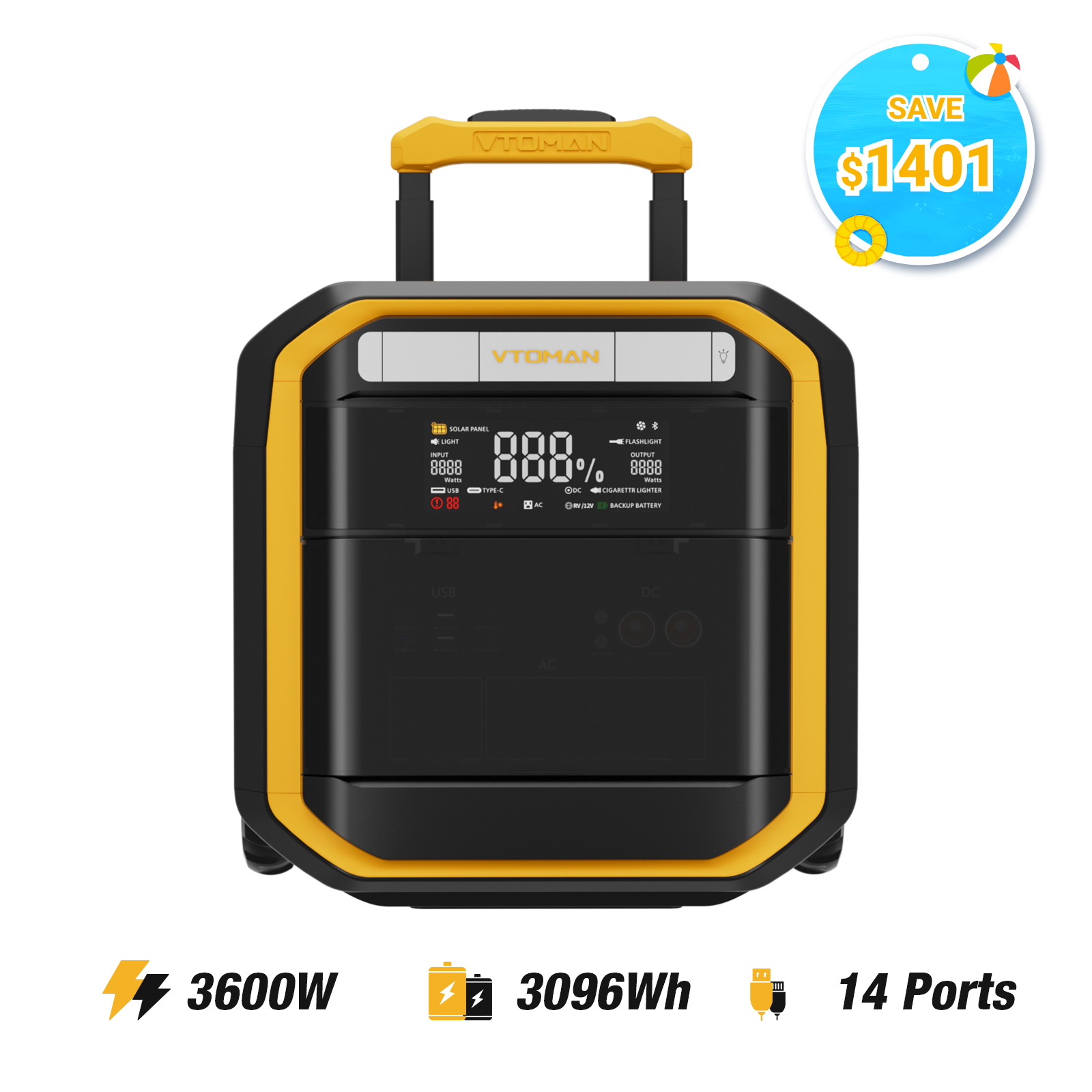 VTOMAN FlashSpeed Pro 3600 Portable Power Station