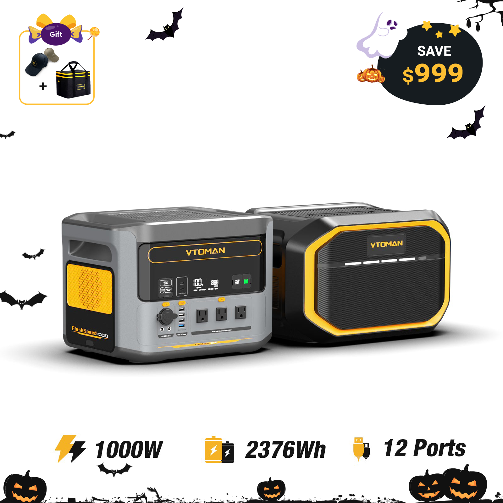 VTOMAN FlashSpeed 1000 with 1548Wh Extra Battery