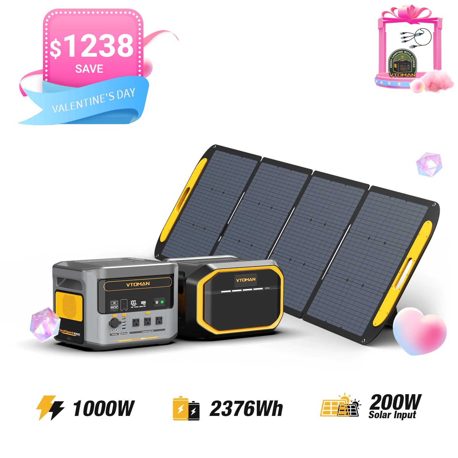 FlashSpeed 1000W/2376Wh 200W Solar Panel