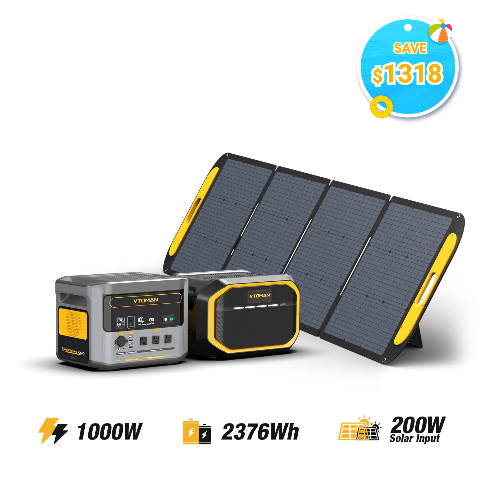 VTOMAN FlashSpeed 1000/2376Wh with 200W Solar Panel
