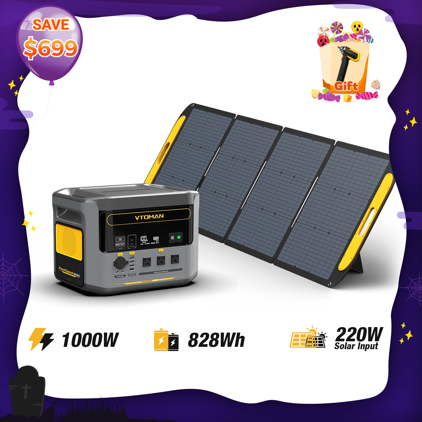 VTOMAN FlashSpeed 1000 Power Station 828Wh | 1000W