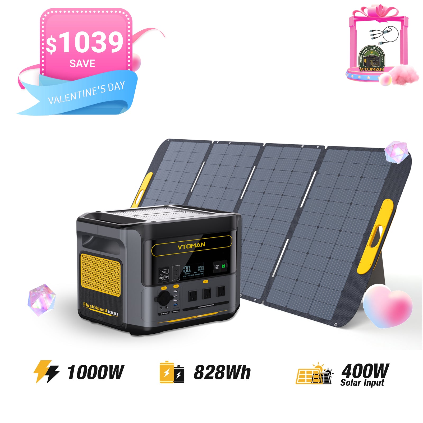 VTOMAN FlashSpeed 1000 with 400W Solar Panel