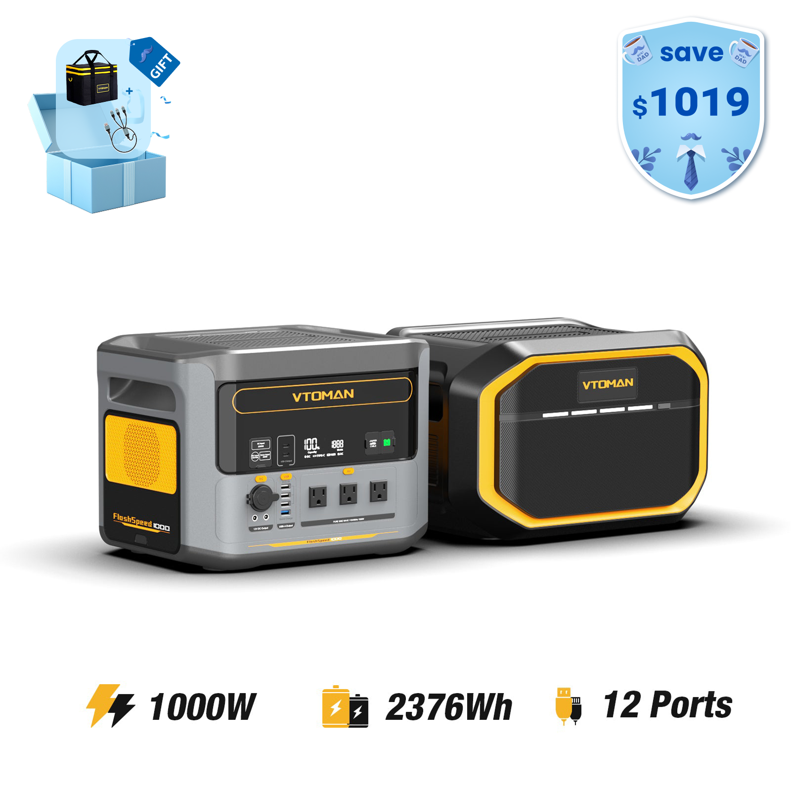 Estación de energía VTOMAN FlashSpeed ​​1000 de 828 Wh y 1000 W