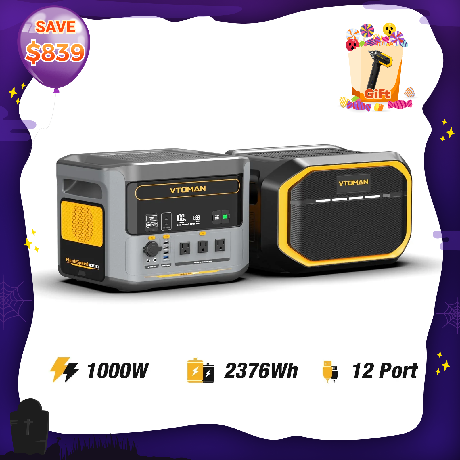 VTOMAN FlashSpeed 1000 Power Station 828Wh | 1000W