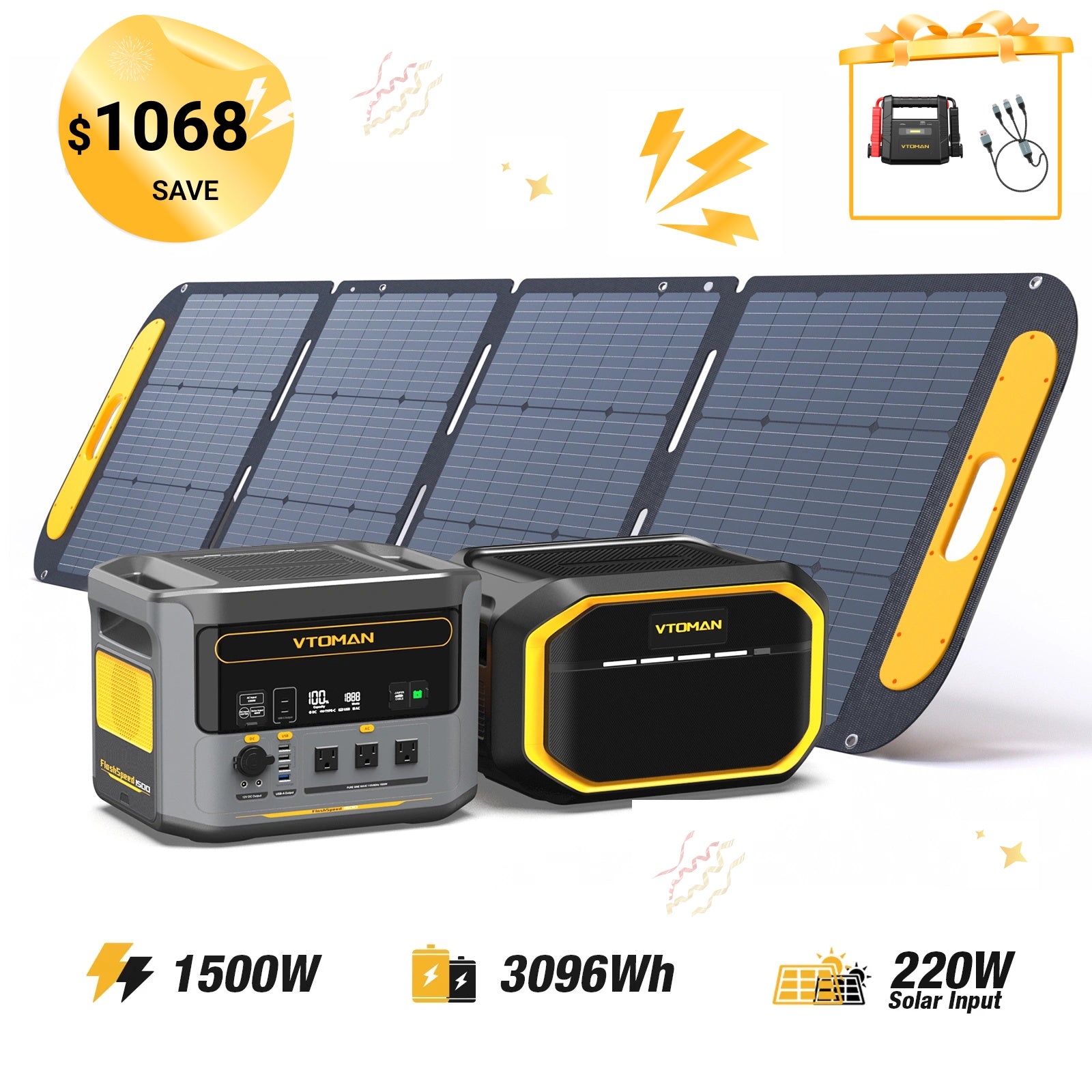 FlashSpeed 1500W/3096Wh 220W Solar Panel