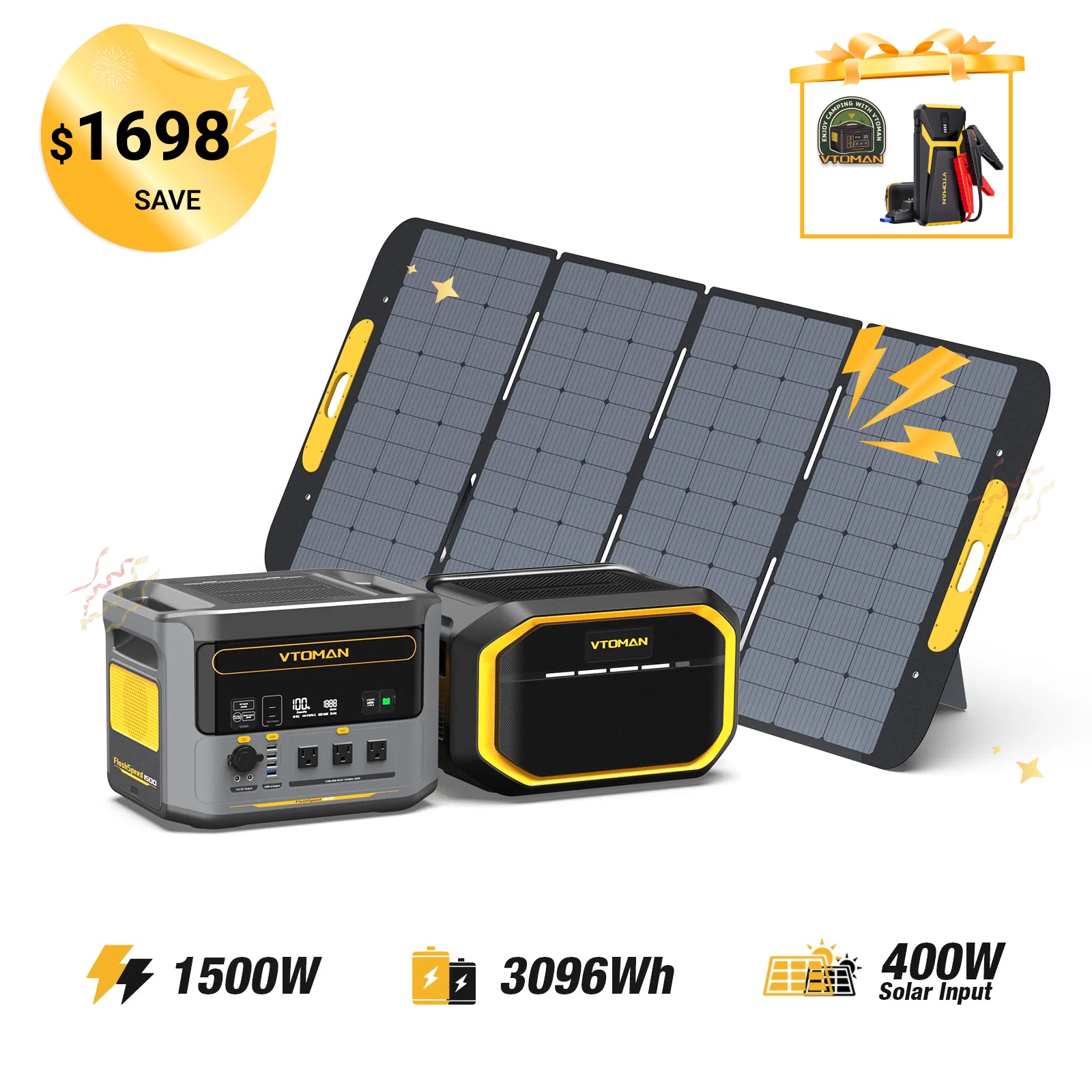 Paquete FlashSpeed ​​1500+Batería Adicional 1548Wh+Panel Solar 400W