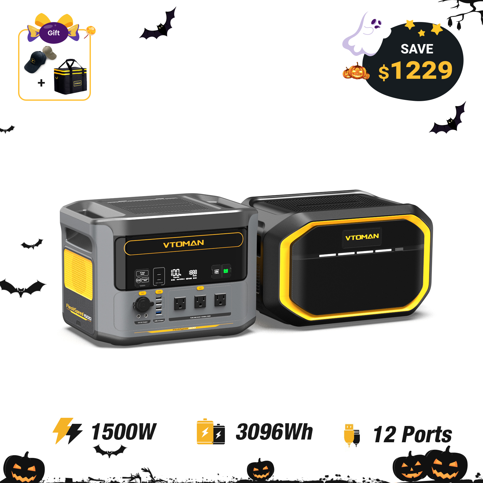 VTOMAN FlashSpeed 1500 with 1548Wh Extra Battery
