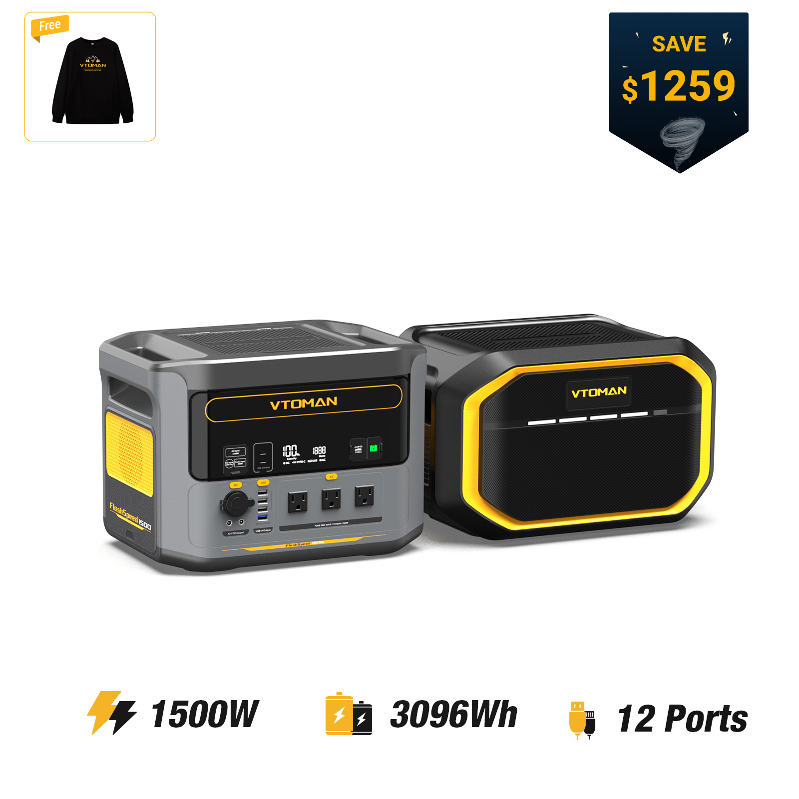 VTOMAN FlashSpeed 1500 Portable Power Station