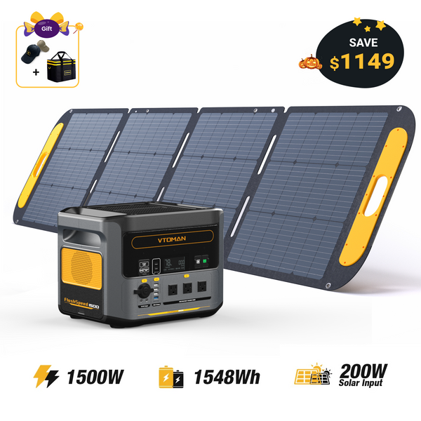 VTOMAN FlashSpeed 1500 with 200W Pro Solar Panel