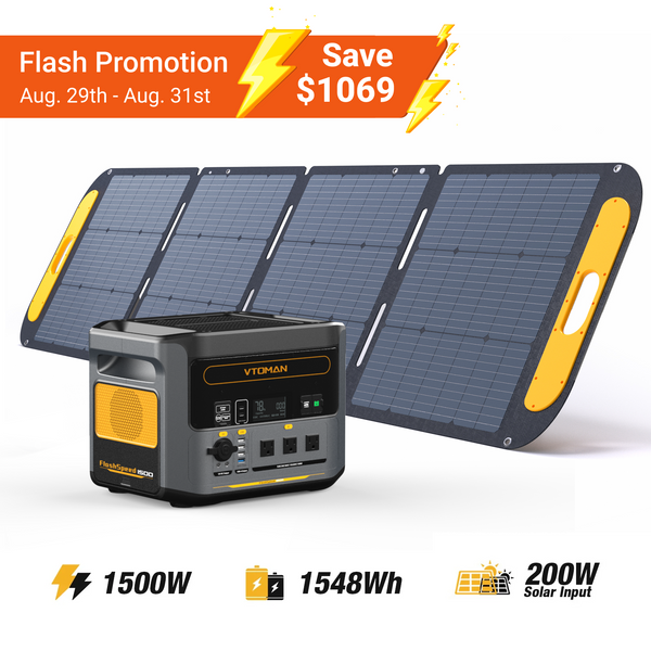 VTOMAN FlashSpeed 1500 with 200W Pro Solar Panel