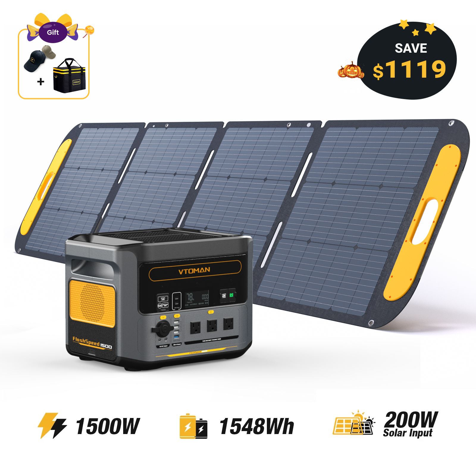 VTOMAN FlashSpeed 1500 Portable Power Station