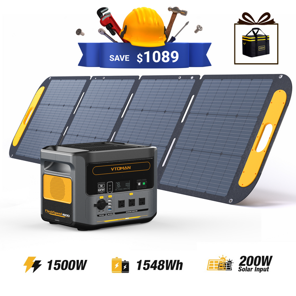 VTOMAN FlashSpeed 1500 with 200W Pro Solar Panel