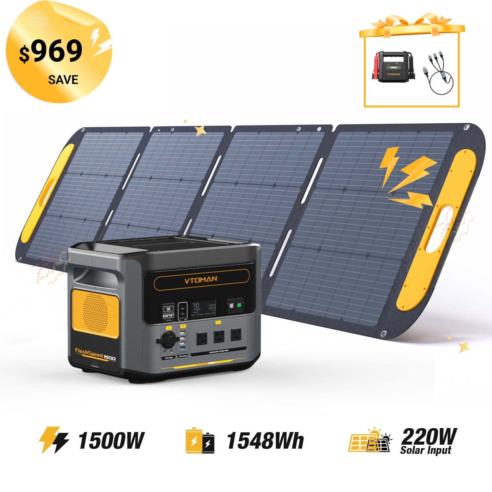 Panel solar FlashSpeed ​​de 1500 W/1548 Wh y 220 W