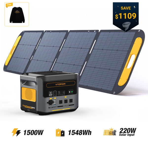 VTOMAN FlashSpeed 1500 with 220W Pro Solar Panel